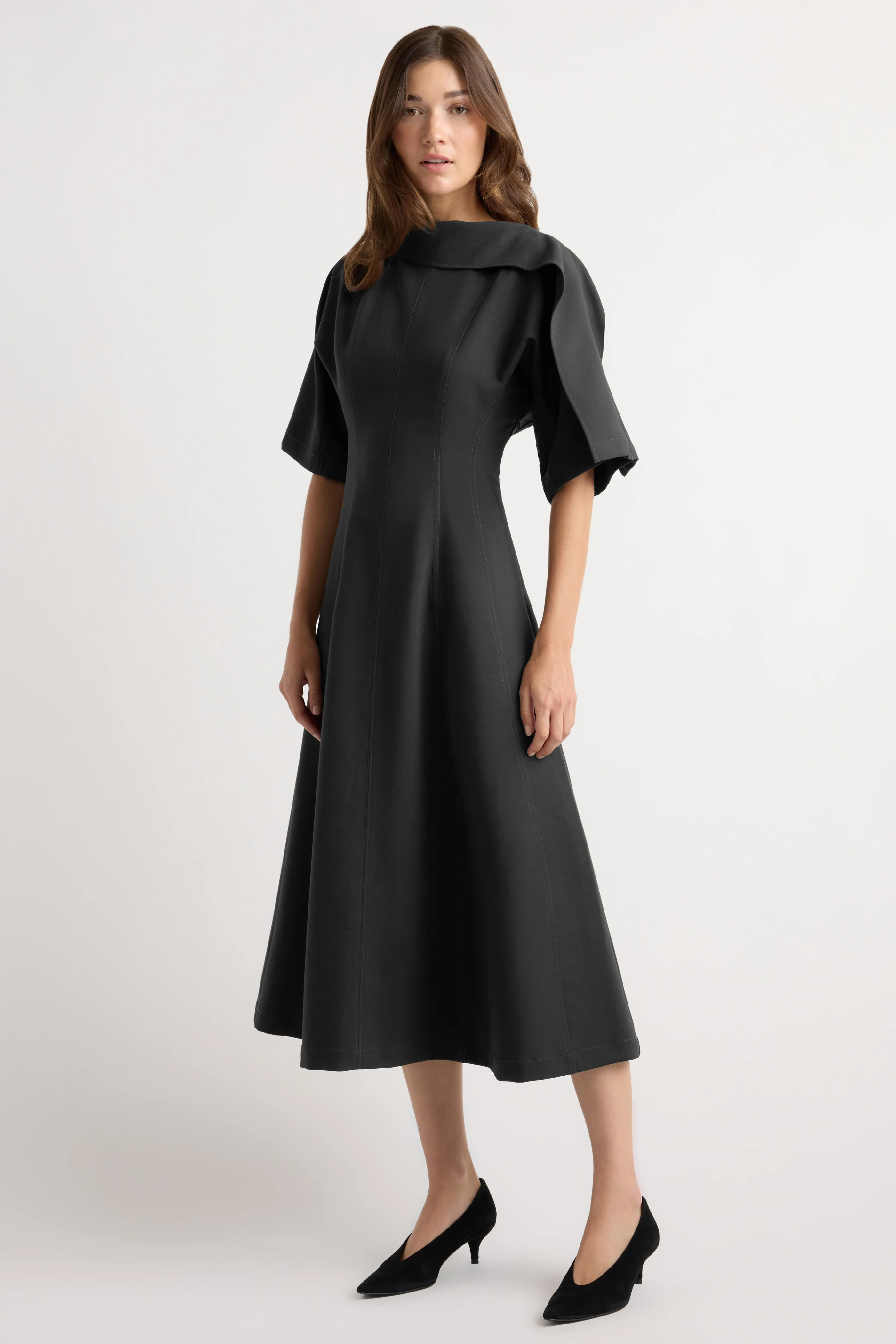 Addison Foldover Scarf-Neck Dress