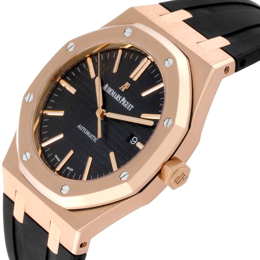 Audemars Piguet Royal Oak 41mm Rose Gold Black Dial Mens Watch 15400R
