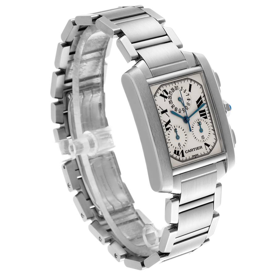 Cartier Tank Francaise Chronoflex Chronograph Steel Mens Watch W51001Q3