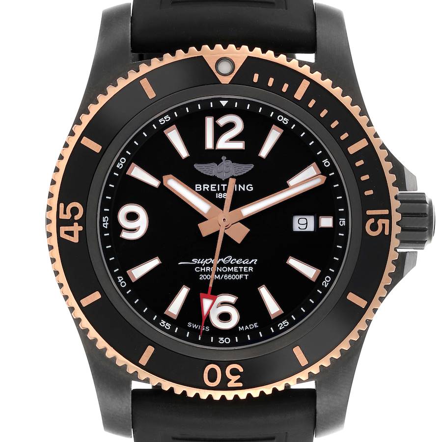 Breitling Superocean II Black Steel Rose Gold Mens Watch U17368