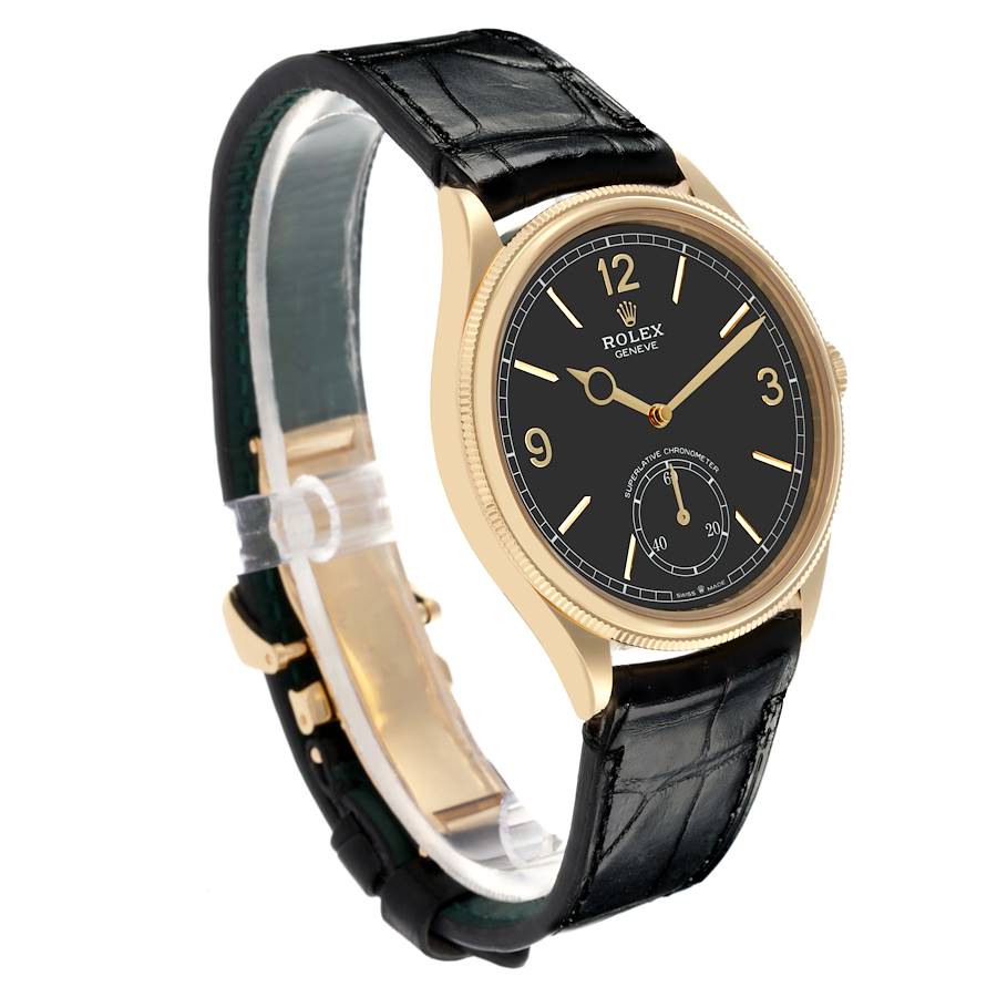 Rolex 1908 Yellow Gold Black Dial Mens Watch 52508 Card