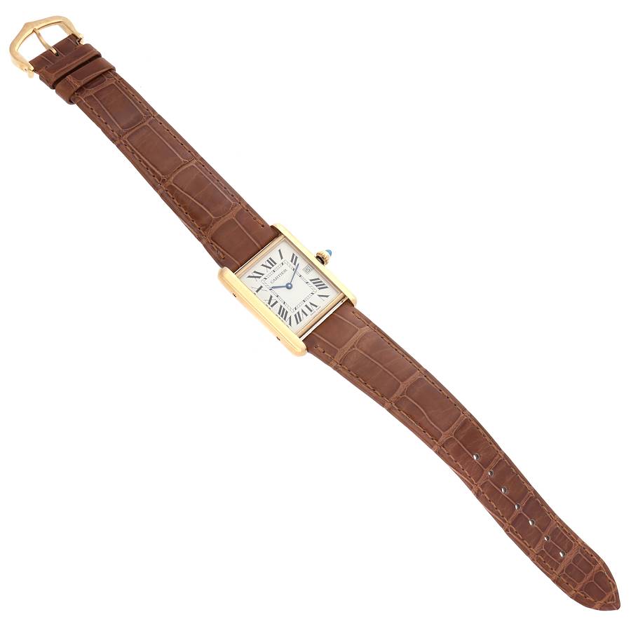 Cartier Tank Louis Yellow Gold Leather Strap Mens Watch W1529756