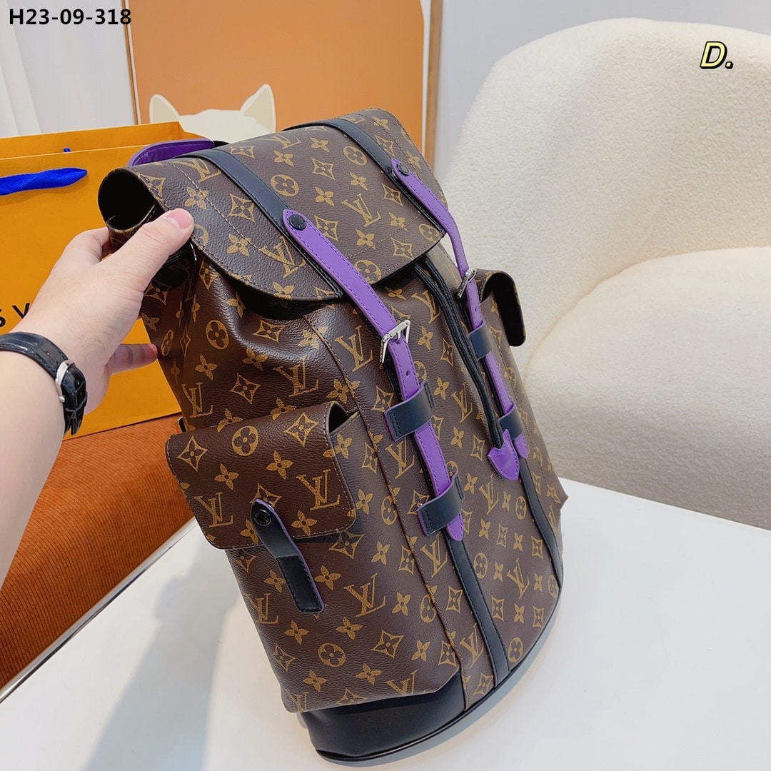 Louis Vuitton Christopher Backpack Monogram Macassar Canvas Brown And Purple 45Cm M46247