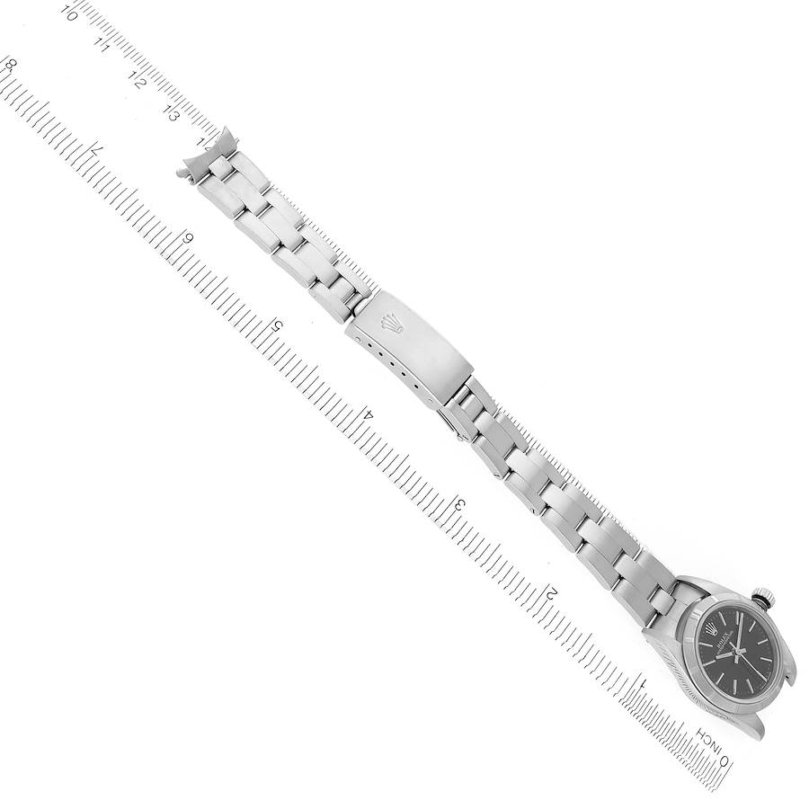 Rolex Oyster Perpetual Steel Black Dial Ladies Watch 76030