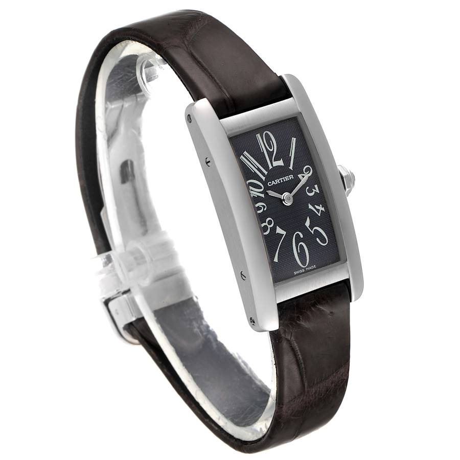 Cartier Tank Americaine Grey Dial White Gold Ladies Watch W2605129