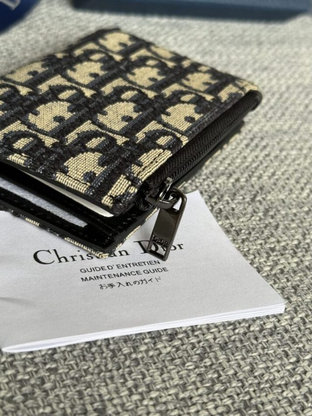 Replica Dior Zipper Card Holder White