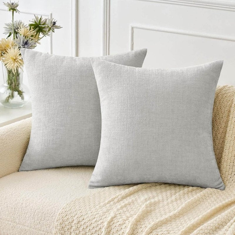 Soft Chenille Solid Dyed Pillow Covers (Pack of 2)