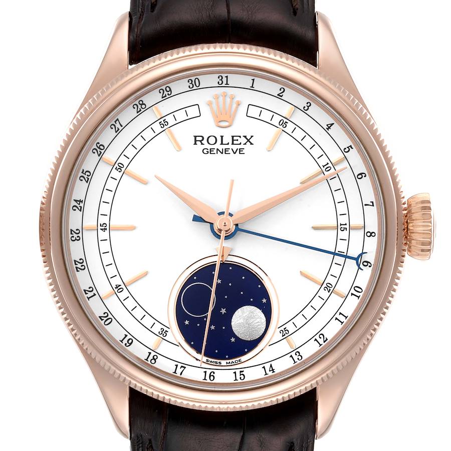 Rolex Cellini Moonphase White Dial Rose Gold 39mm Mens Watch 50535 New