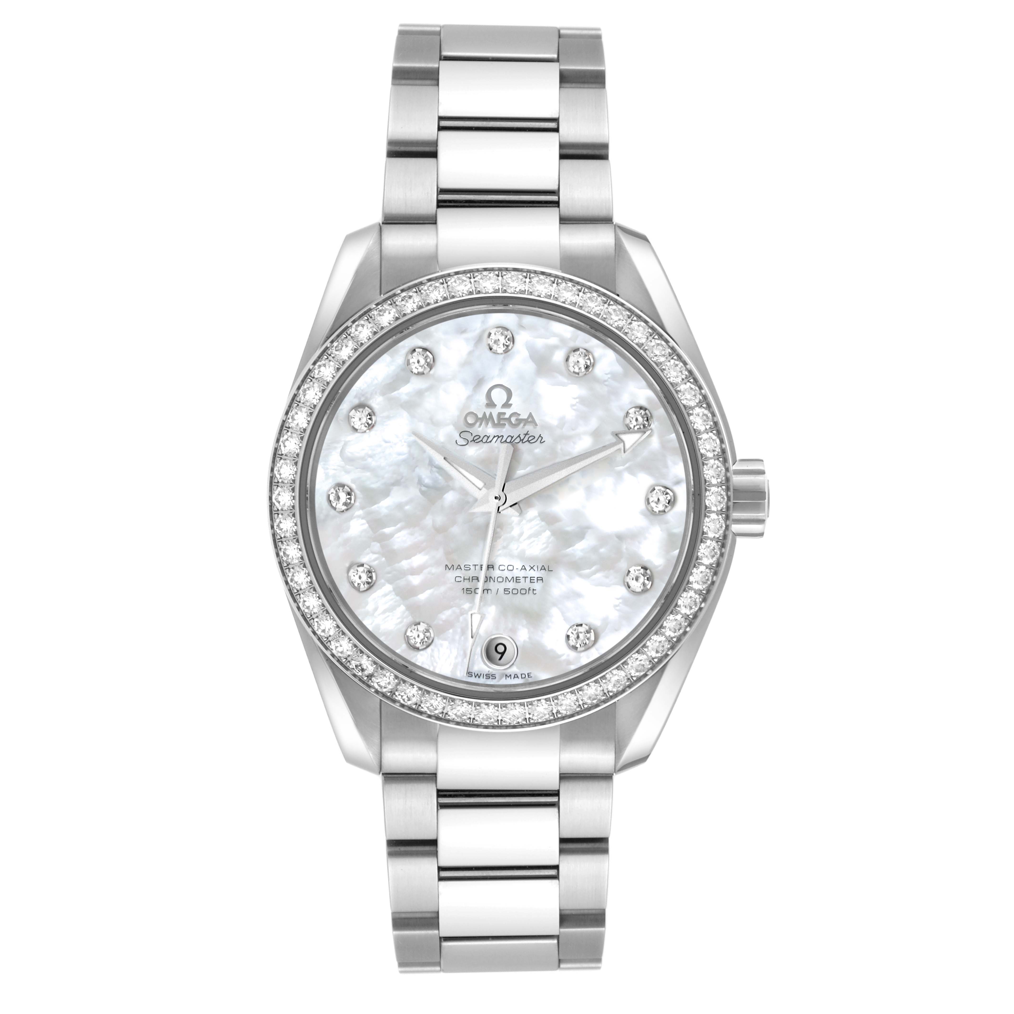 Omega Aqua Terra Mother of Pearl Diamond Steel Ladies Watch 38.0 MM 231.15.39.21.55.001