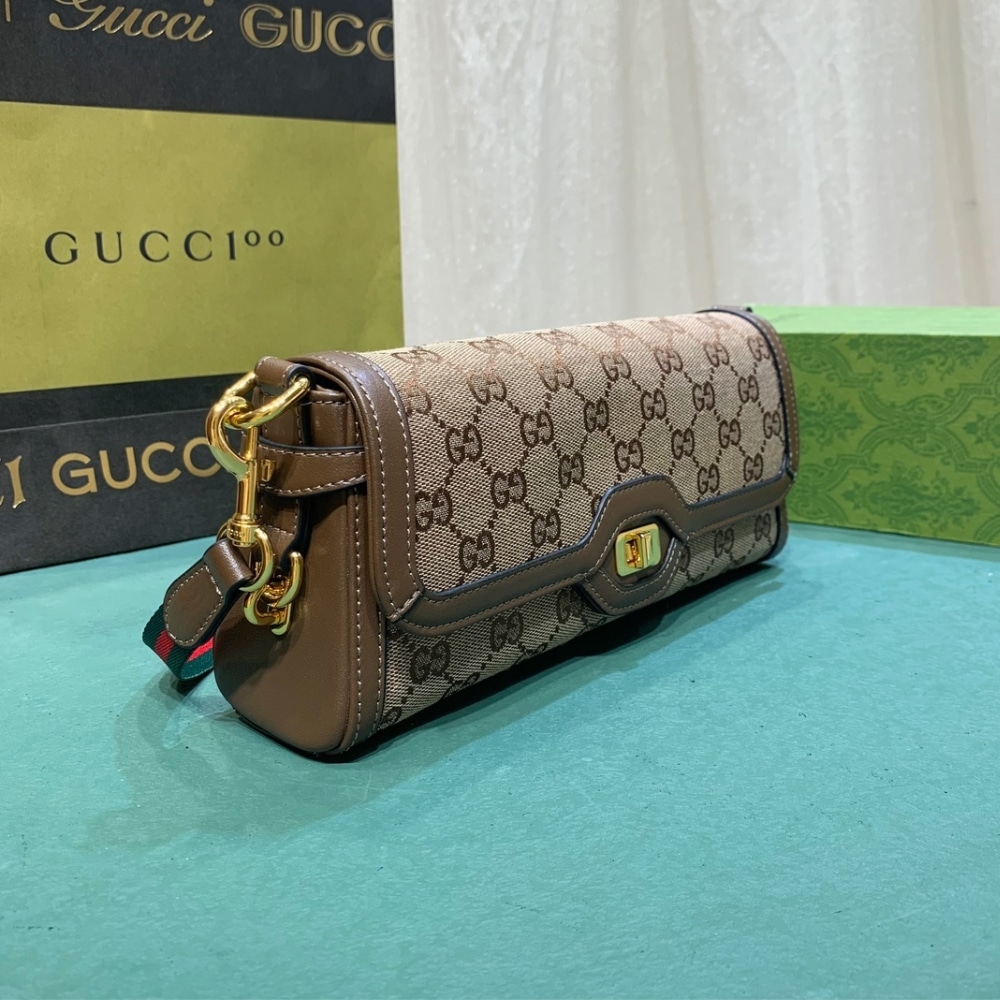 Gucci Luce Small Gg Canvas Shoulder Bag Beige Brown 27.5Cm
