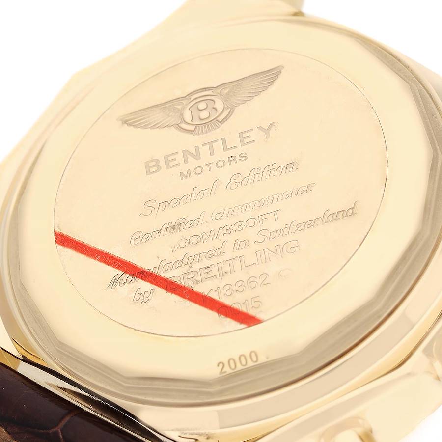 Breitling Bentley Motors GT White Dial Yellow Gold Mens Watch K13362