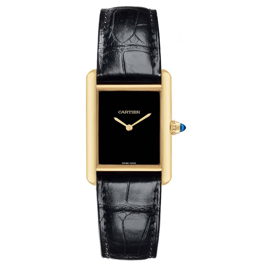 Cartier Tank Louis Large Yellow Gold Black Dial Mens Watch WGTA0091