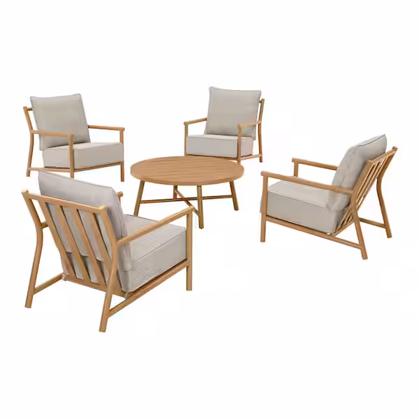 5-Piece Metal Patio Conversation Set with CushionGuard Charcoal Cushions