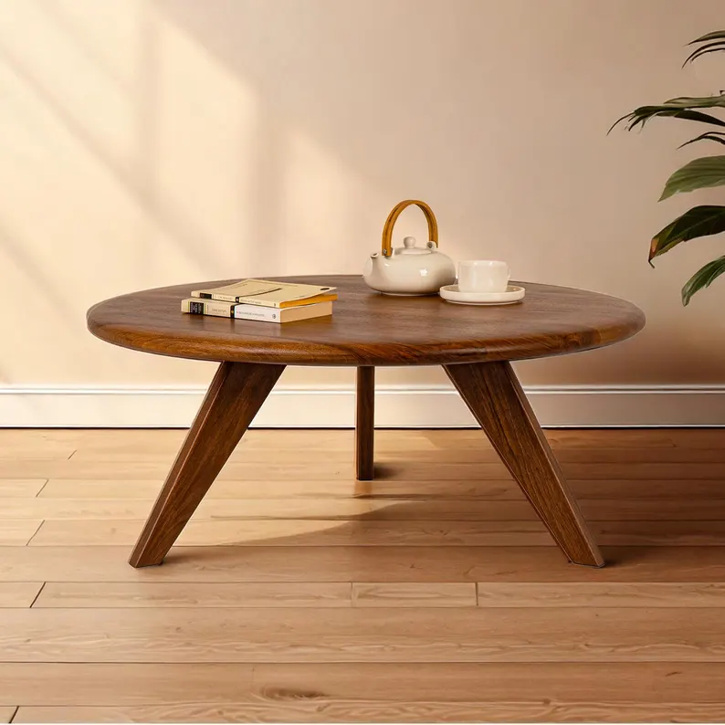 Round Walnut Coffee Table
