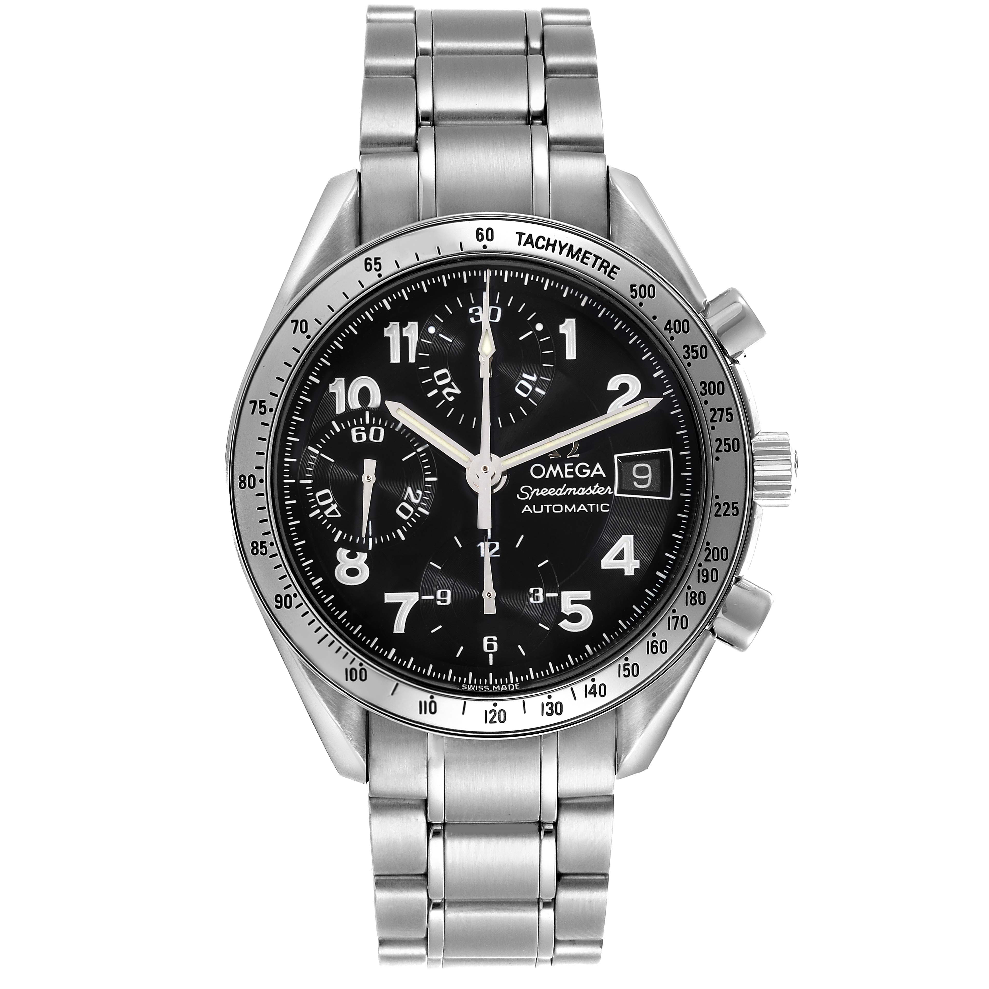 Omega Speedmaster Date Black Arabic Dial Steel Mens Watch 39.0 MM 3513.52.00