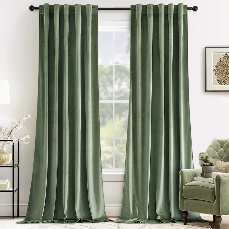 Custom Velvet Luxury Blackout Curtains  (2 Panels) - Back Tab & Rod Pocket