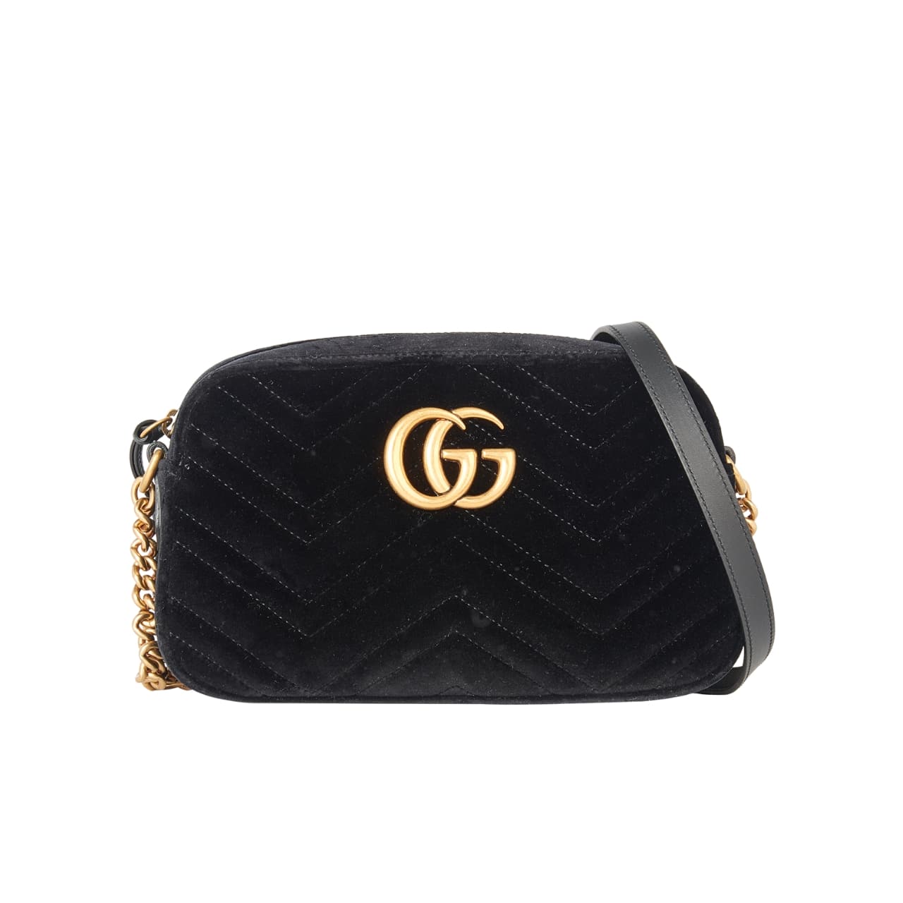 Gucci Small Gg Marmont Camera Bag Velvet Black 23Cm