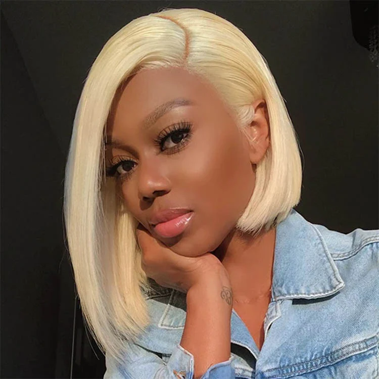 Megalook 6x5 Invisible Knots & 13x4 Lace Frontal 613 Blonde Straight Wigs Realistic Hairline