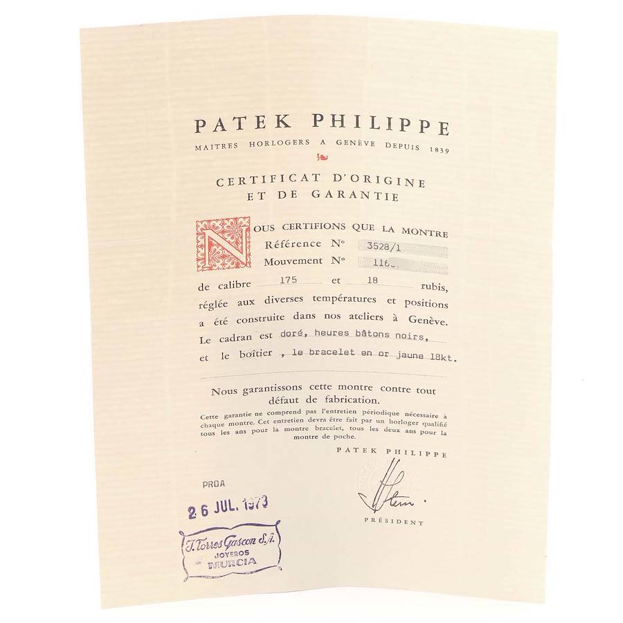 Patek Philippe Gondolo Yellow Gold Vintage Mens Watch 3528