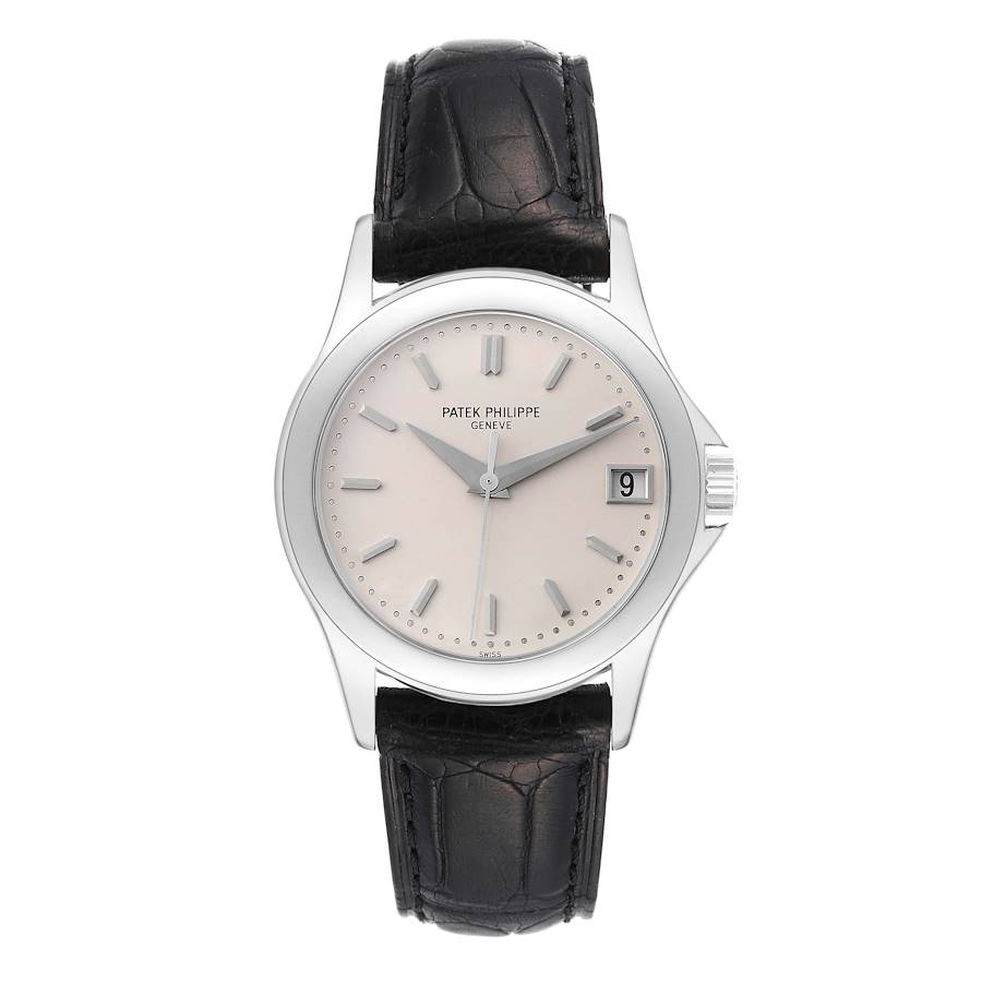 Patek Philippe Calatrava 18k White Gold Silver Dial Mens Watch 5107