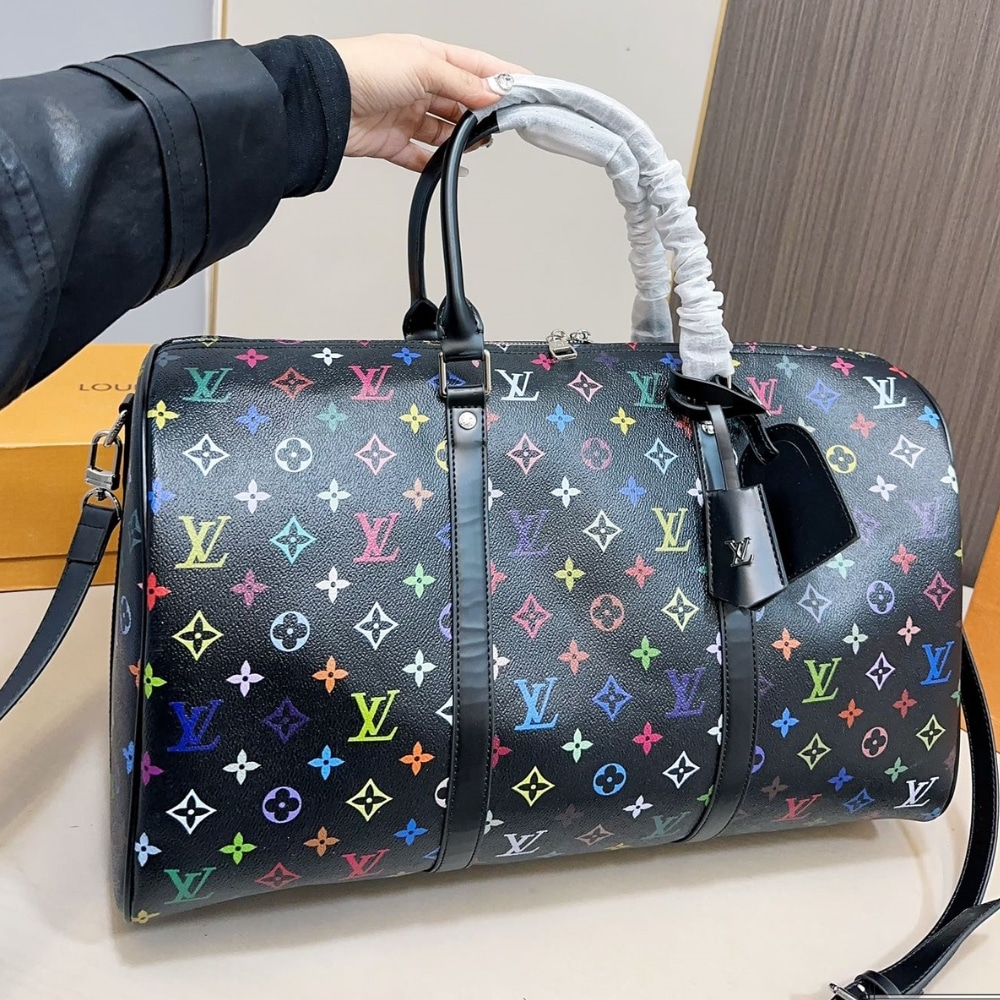 Louis Vuitton X Takashi Murakami Keepall Bandoulière 50 Multicolored Black 50Cm M13745