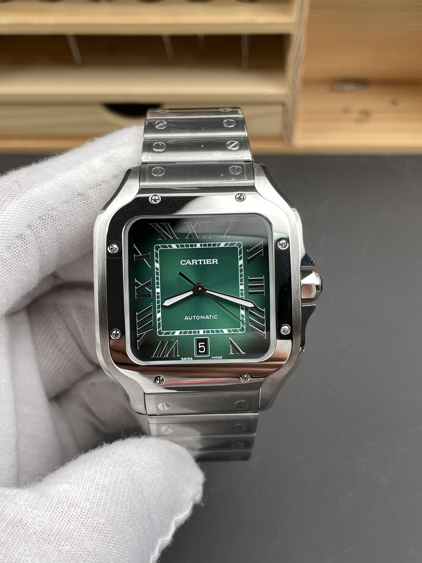Santos Green Dial Men Large Size