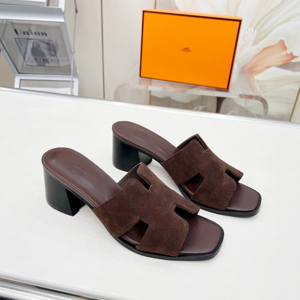 Hermes Helia 60 Sandal Dark Brown H232088z F7375