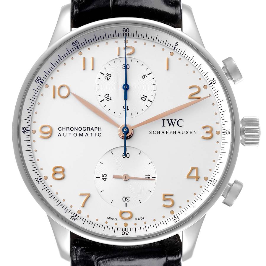 IWC Portuguese Chronograph Silver Dial Steel Mens Watch IW371401