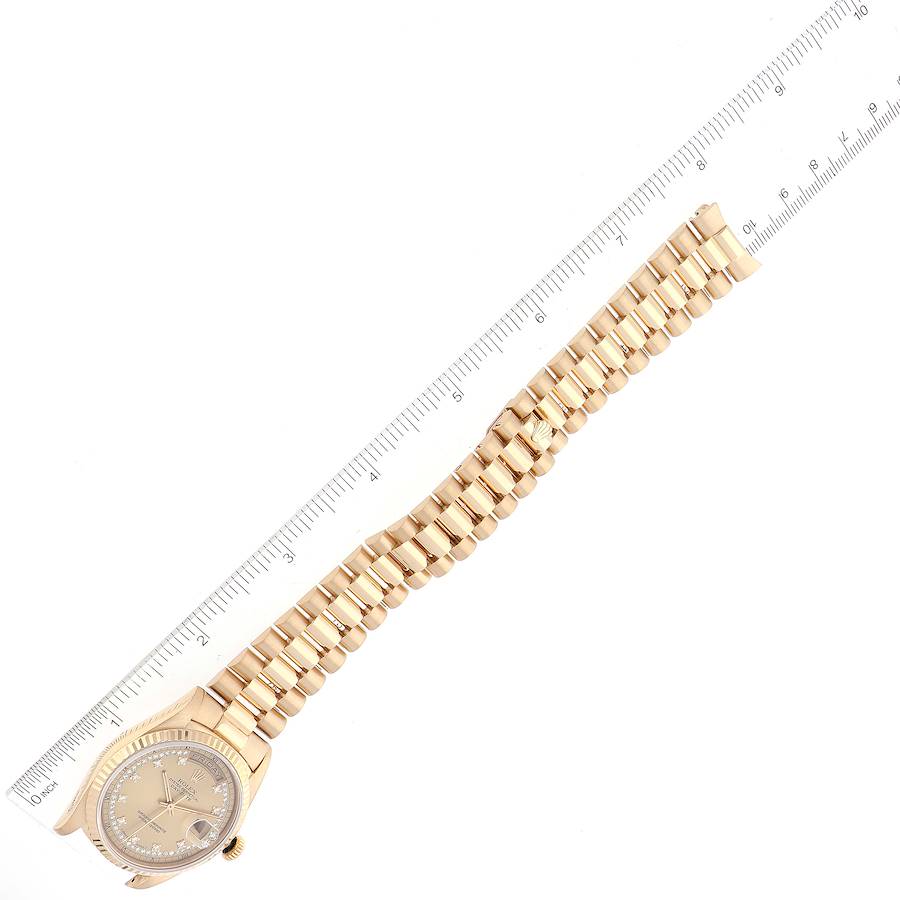 Rolex Day-Date President Yellow Gold String Diamond Mens Watch 18238