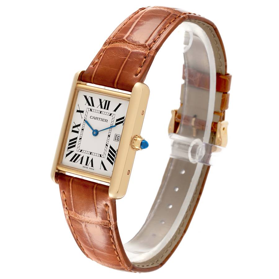 Cartier Tank Louis Yellow Gold Leather Strap Mens Watch W1529756