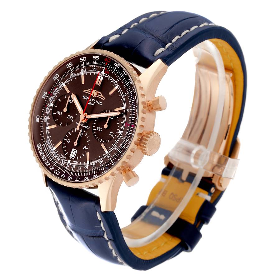 Breitling Navitimer B01 41mm Limited Edition Rose Gold Brown Dial Mens Watch RB0139