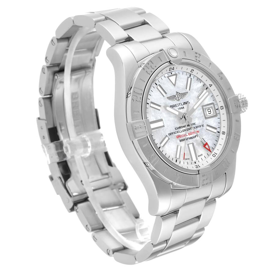 Breitling Aeromarine Avenger II GMT Mother of Pearl Dial Steel Mens Watch A32390