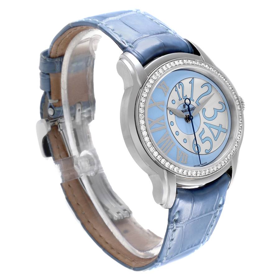 Audemars Piguet Millenary Blue Dial Steel Diamond Ladies Watch 77301ST