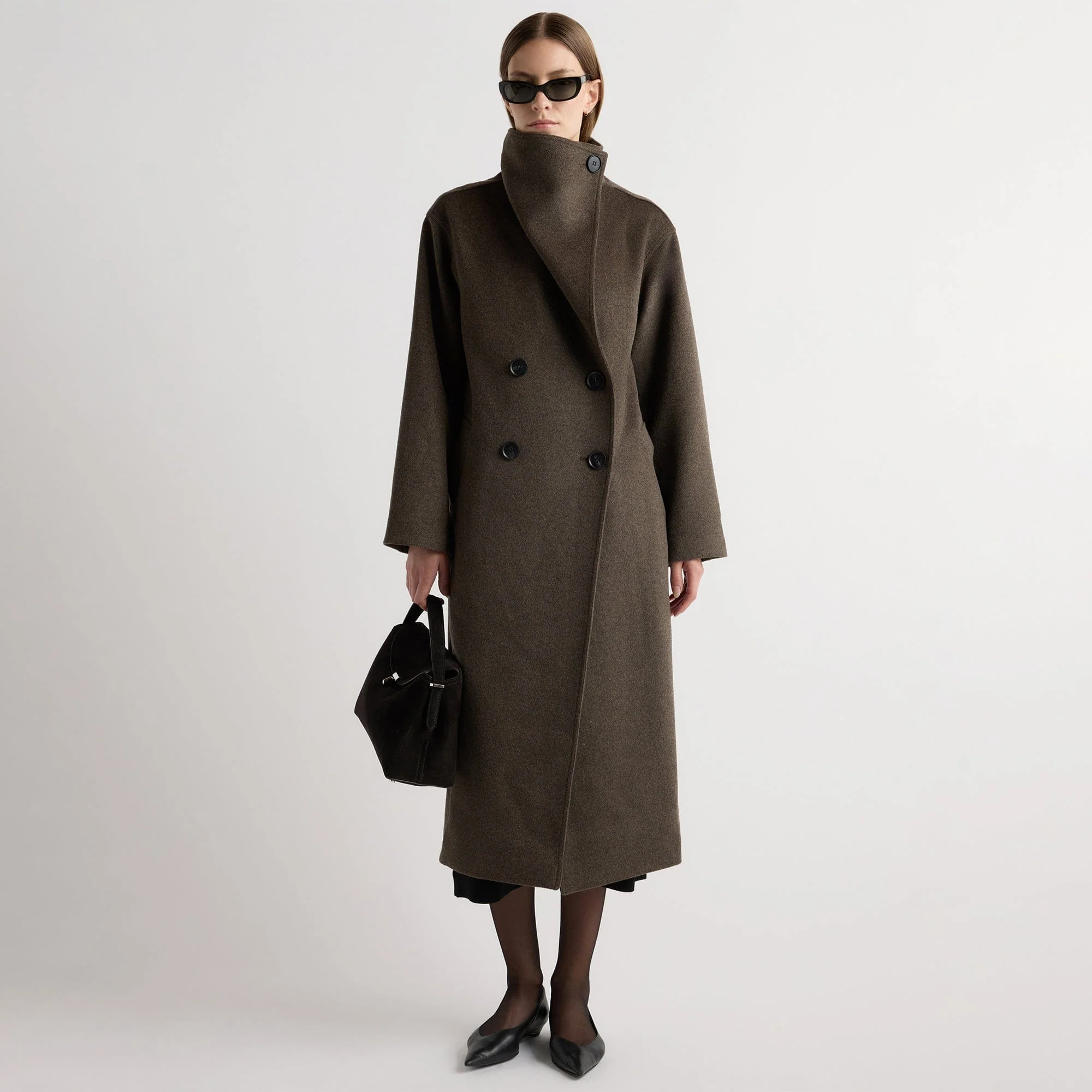 Zephra Wool-Blend Collared Maxi Coat
