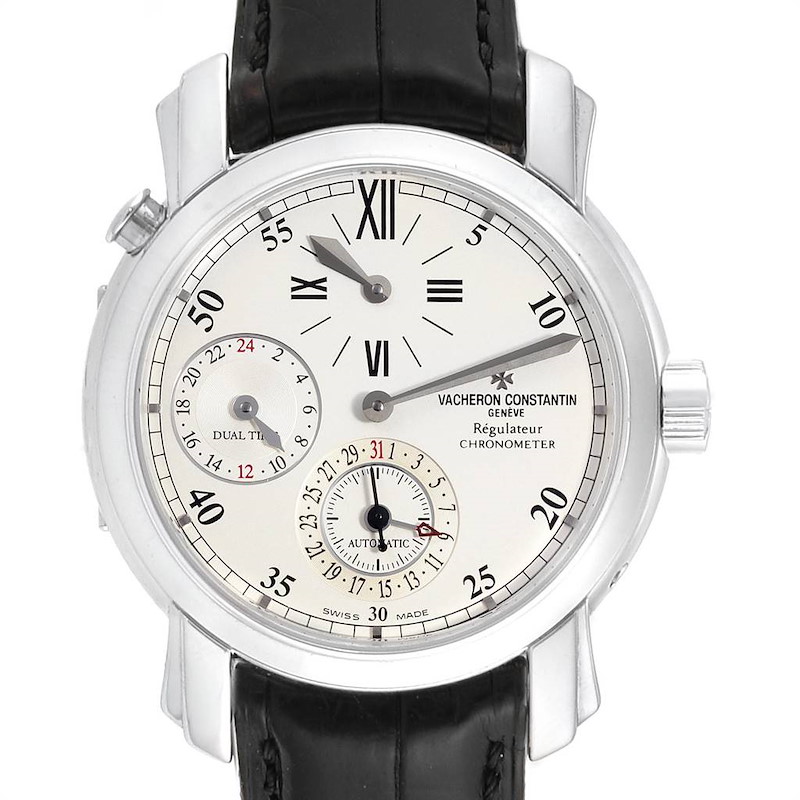 Vacheron Constantin Malte Dual Time Regulator White Gold Mens Watch 42005