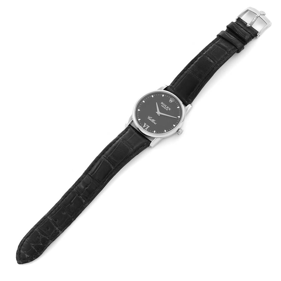 Rolex Cellini Classic Black Dial 18K White Gold Mens Watch 5116