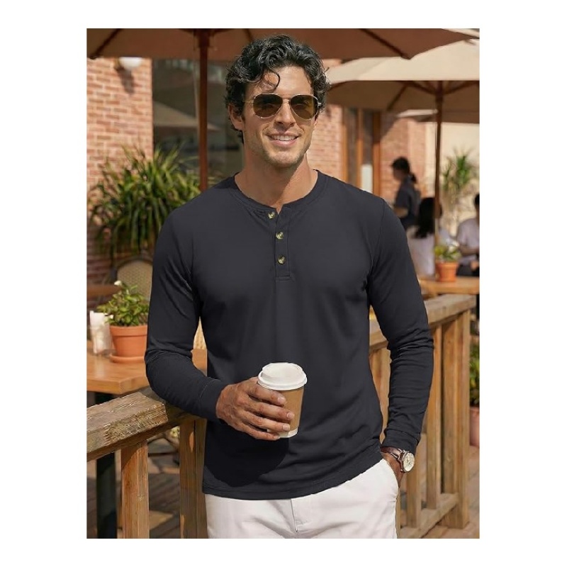 Men's Long Sleeve Henley Shirts