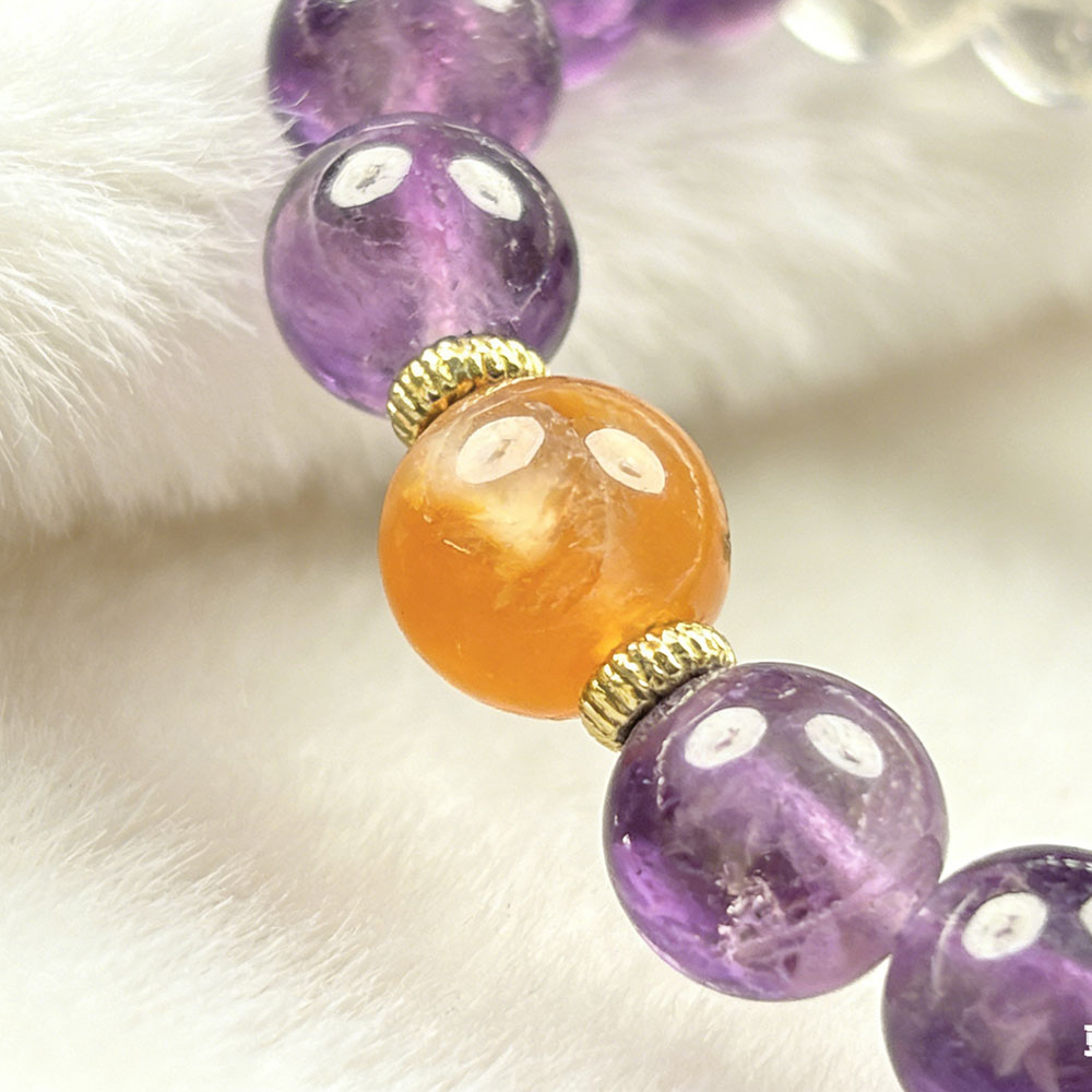 8mm Amethyst + Clear Quartz + Carnelian Bracelet | Balance, Clarity & Abundance