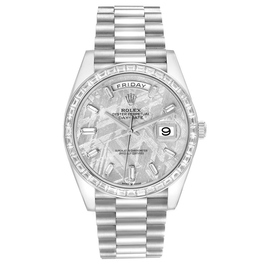 Rolex Day-Date 40 President Platinum Meteorite Diamond Mens Watch 228396