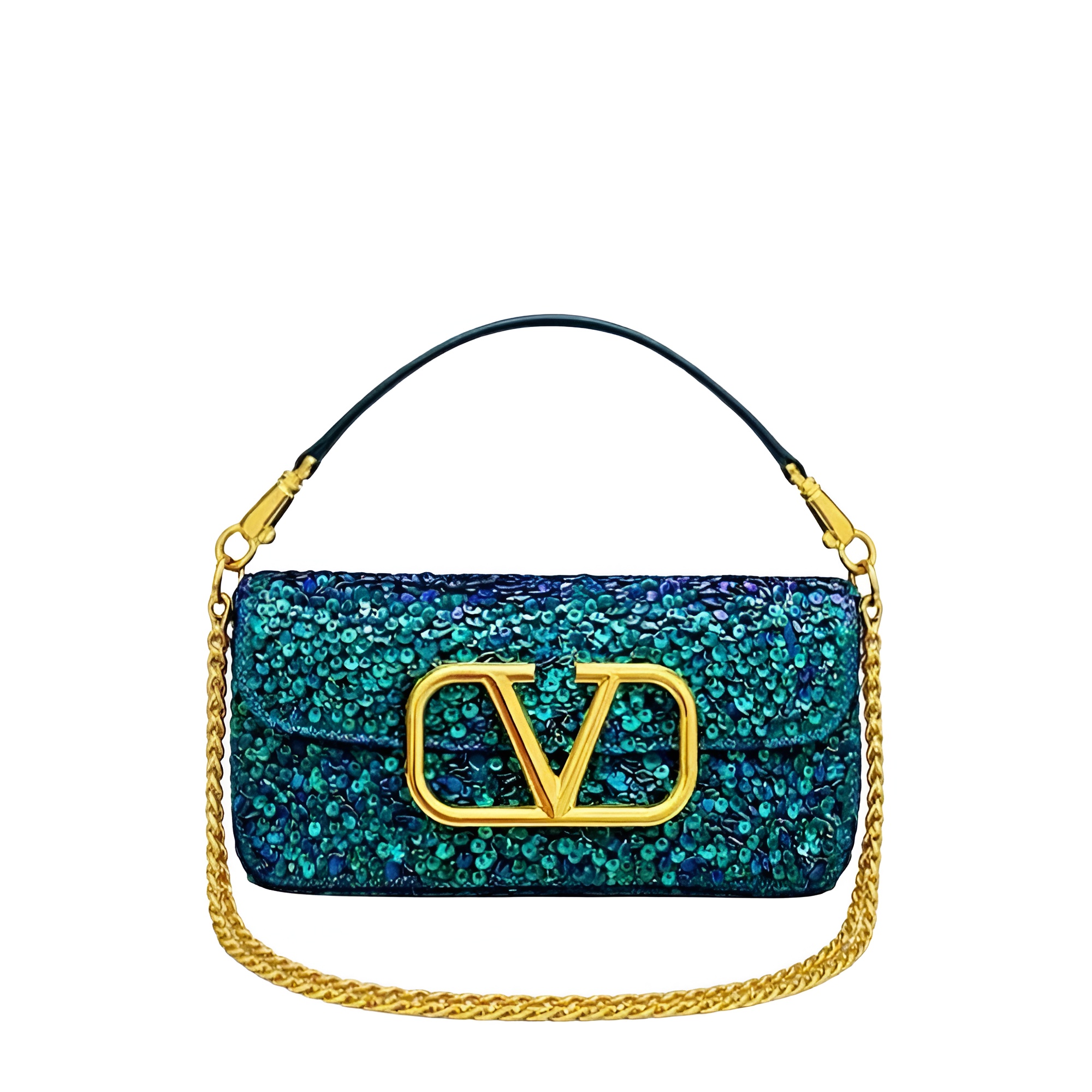 Valentino Small Loco Shoulder Bag With Embroidery in Antique Green 20cm 2W2B0K53BYYNB6