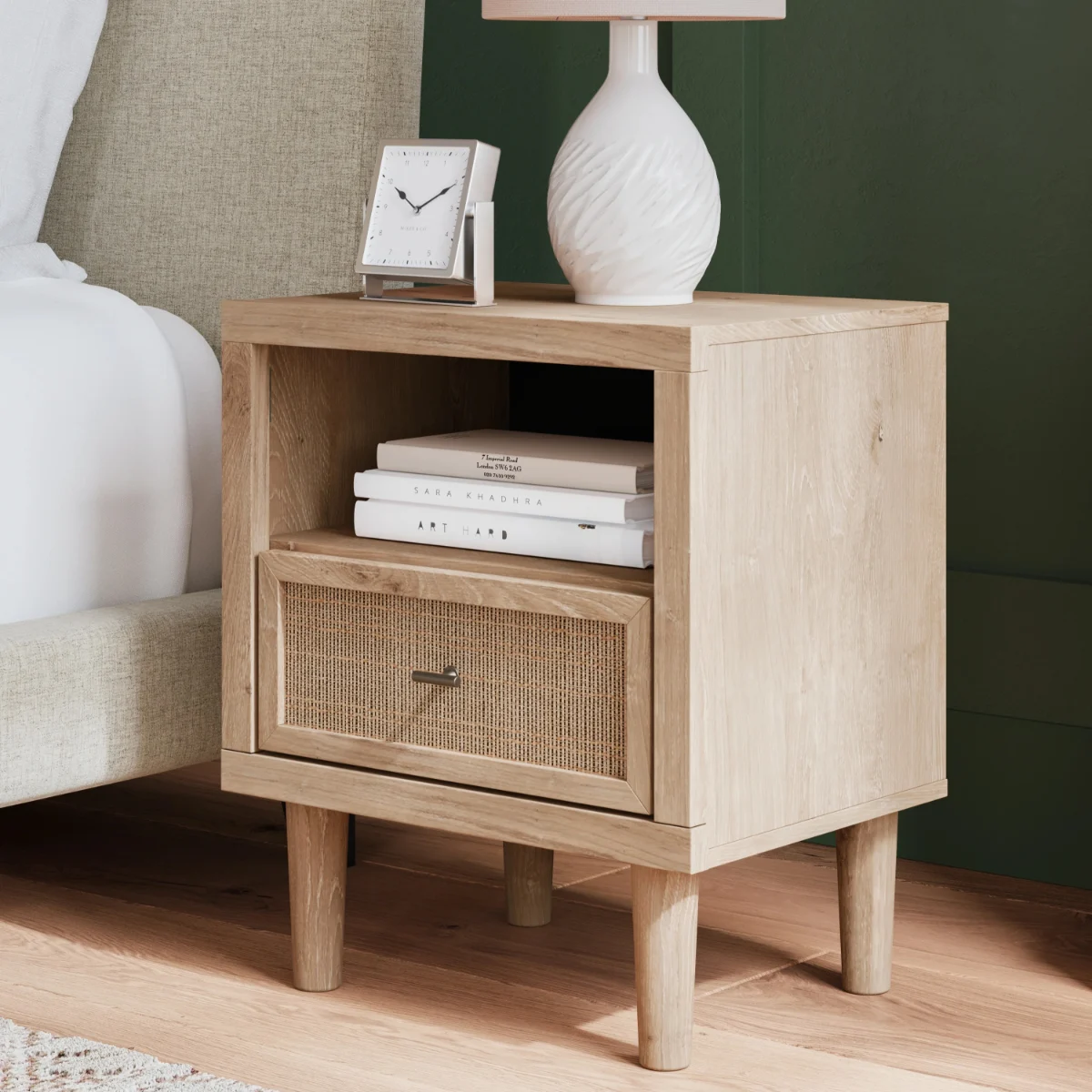 Modern Beige Wood Night Stand