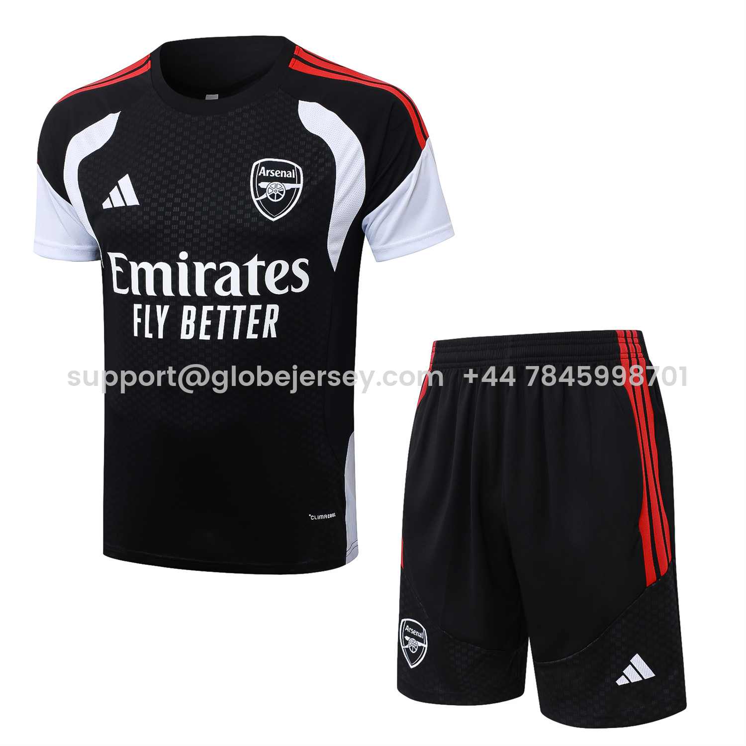 Arsenal 26-27 Short-Sleeve Training Set - Red Edge Black Top & Shorts