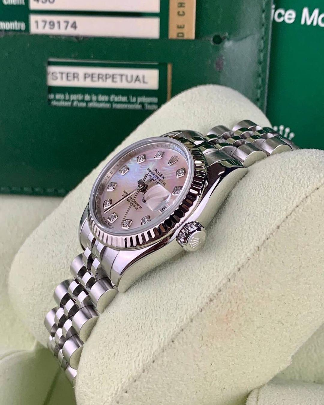 Rolex Lady Datejust 28 Pink Diamond Dial Fluted Bezel Watch 279174