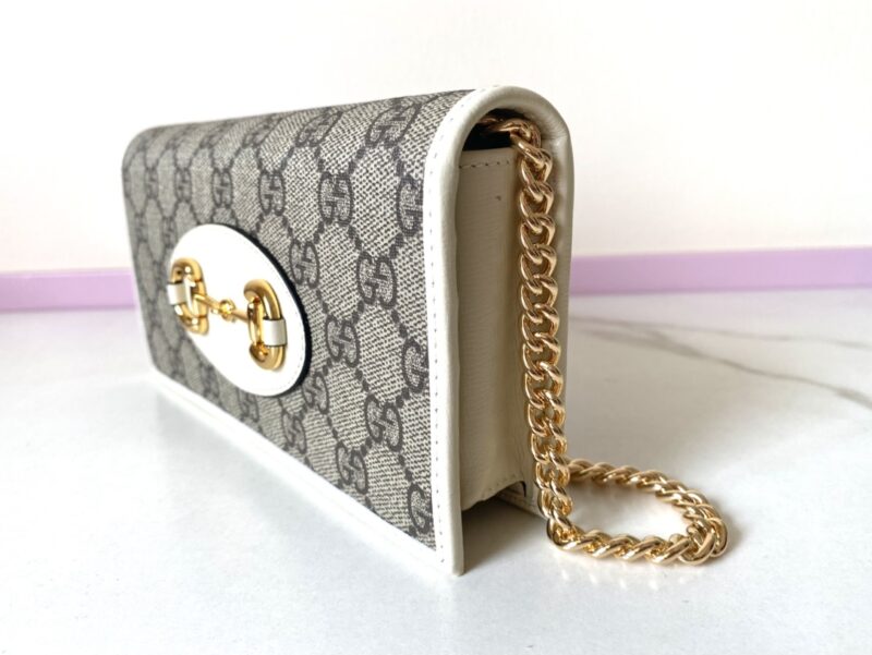 Replica Gucci Horsbet Chain Clutch White