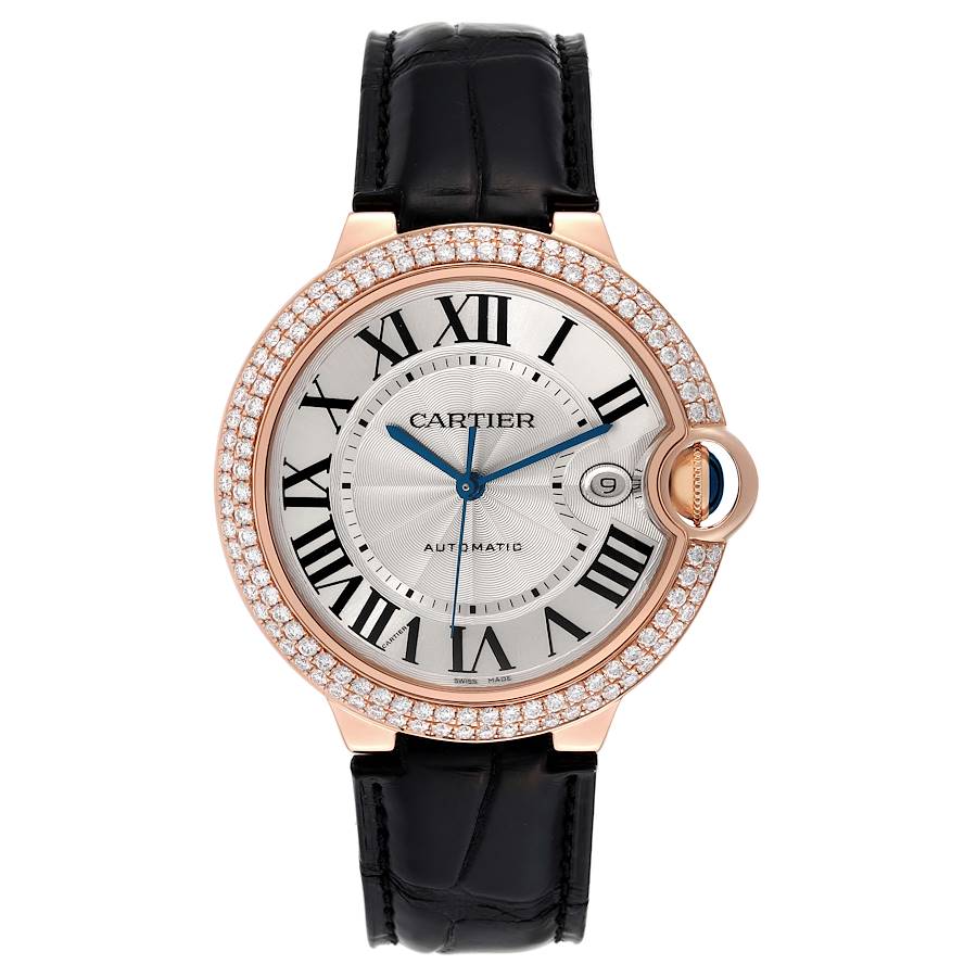 Cartier Ballon Bleu 42 Rose Gold Diamond Mens Watch WE900851