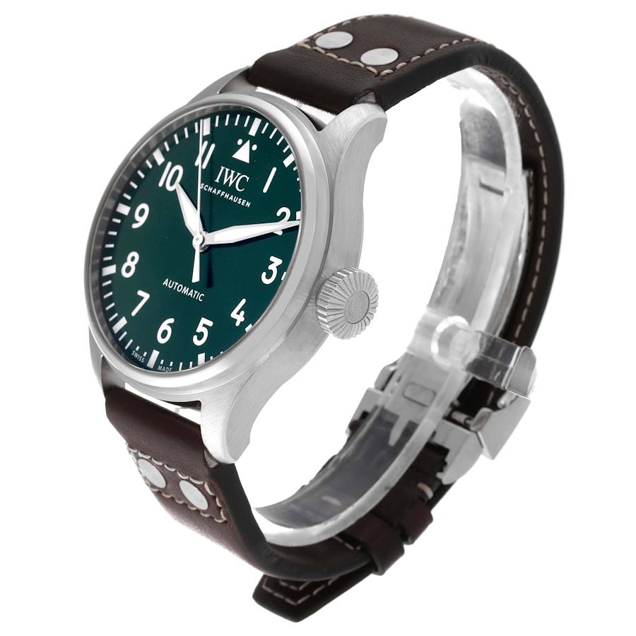 IWC Big Pilots 43mm Steel Green Dial Brown Strap Mens Watch IW329306
