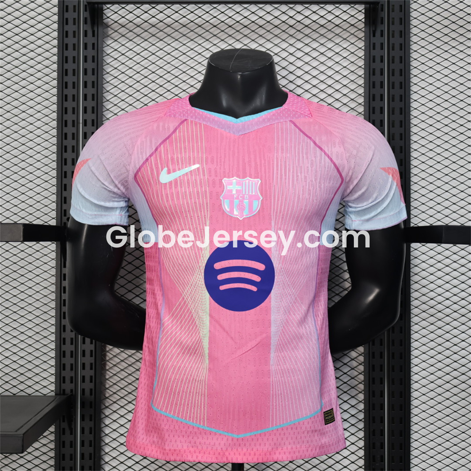 Barcelona 25-26 Pink and Light Blue Stripes Jersey - Player Version