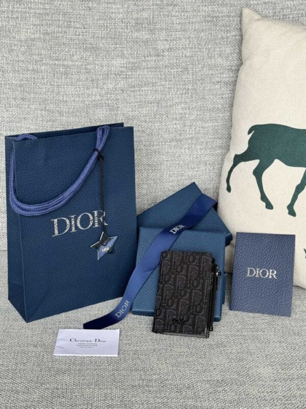 Replica Dior Zipper Card Holder Black