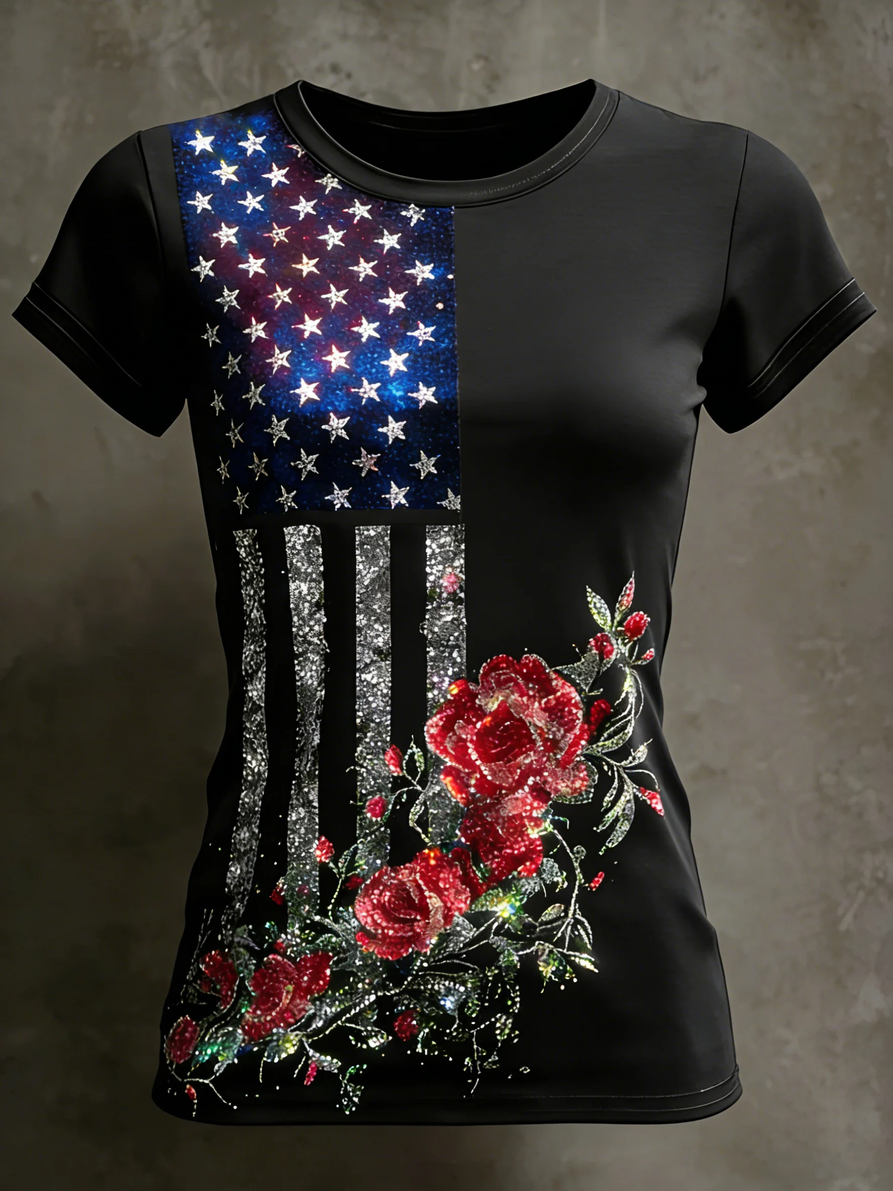 Women'S Casual Short-Sleeved T-Shirt With American 250th Anniversary Commemorative Print.