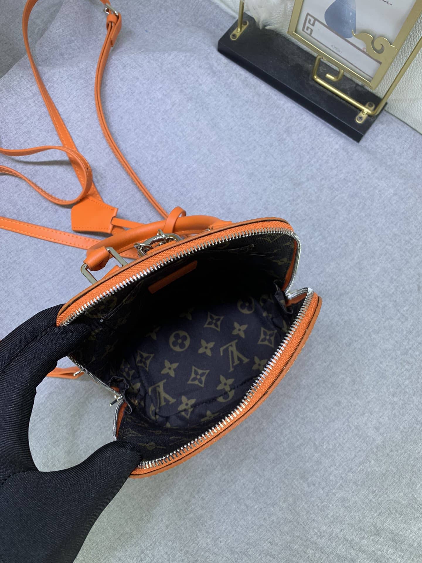 Louis Vuitton Alma Backpack Epi Leather Orange 20Cm M25104